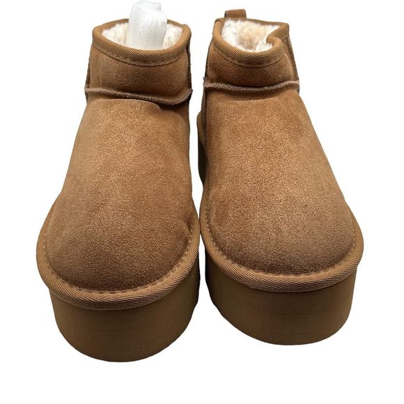 CUSHIONAIRE Women's Genuine Suede pull on platform boot 8 CHESTNUT - Picture 2 of 7